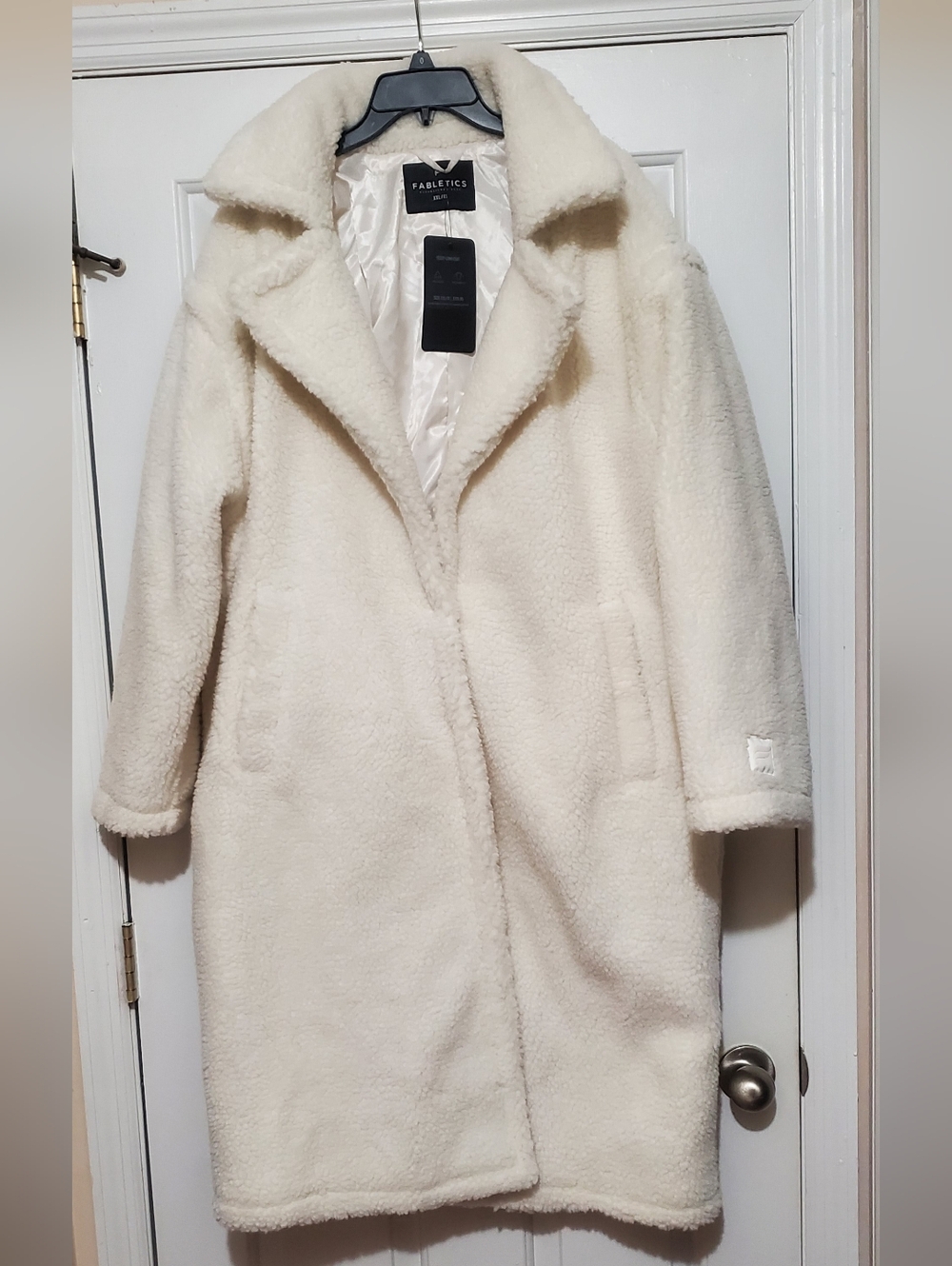 FABLETICS FAUX-SHEARLING TEDDY LONG COAT
